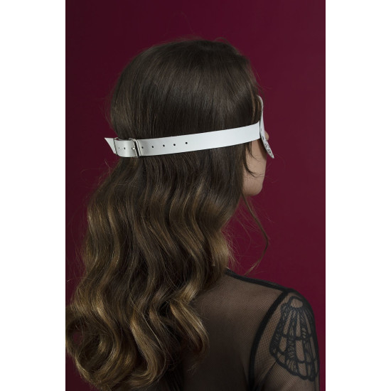 Маска на глаза с заклепками, белая, натуральная кожа Feral Feelings Blindfold Mask with Rivets White