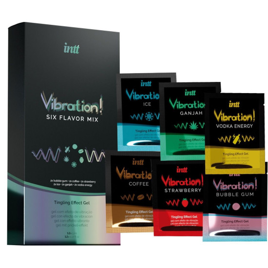 Набір пробників рідкого вібратора (шість уподобань) Intt Vibration Six Flavor Mix, 12x5 ml