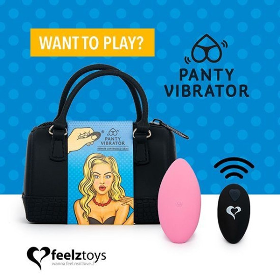 Вібратор у трусики з пультом ДУ, 6 режимів, сумочка-чохол, рожевий FeelzToys Panty Vibrator Pink