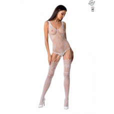 Ажурний бодістокінг з імітацією панчіх, білий Passion BS074 White
