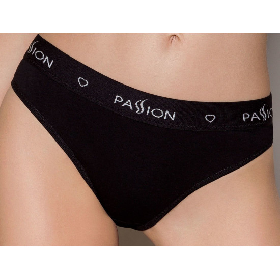 Трусики-сліпи з бавовни з еластаном, чорні Passion PS004 Panties Black, S