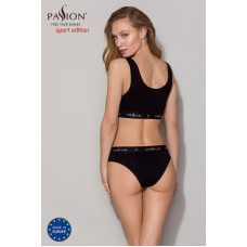 Трусики-сліпи з бавовни з еластаном, чорні Passion PS004 Panties Black, S