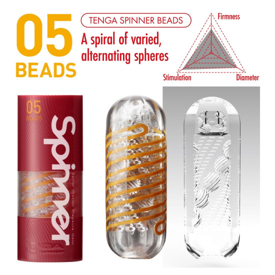 Мастурбатор с упругой стимулирующей спиралью внутри Tenga Spinner 05 Beads