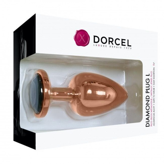 Металева анальна пробка з чорним кристалом, макс. діаметр 4,1 см Dorcel Diamond Plug L