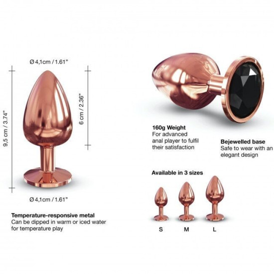 Металева анальна пробка з чорним кристалом, макс. діаметр 4,1 см Dorcel Diamond Plug L