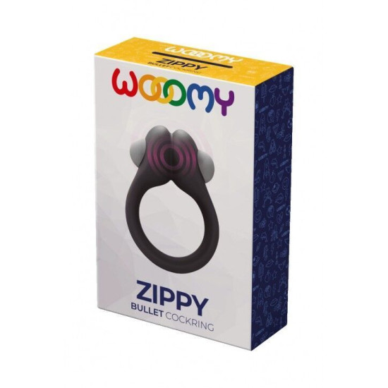 Виброкольцо с одним режимом вибрации, черное, диаметр 3–4,2 см Wooomy Zippy