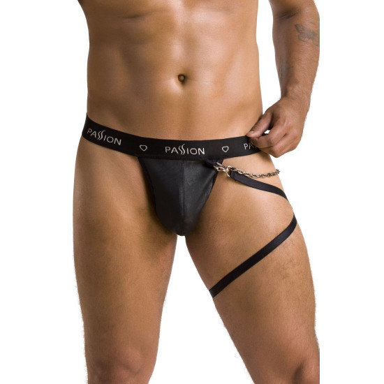 Чоловічі трусики танга з підв'язкою, чорні Passion 058 Thong Bill Black, L/XL