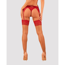 Чулки под пояс с широким кружевом Obsessive Lacelove Stockings, XS/S