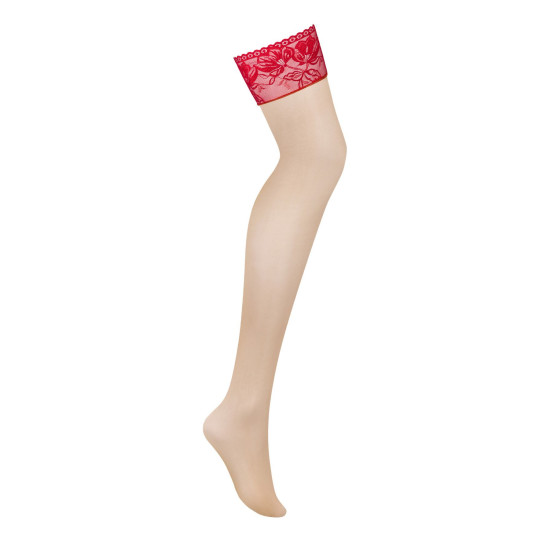 Чулки под пояс с широким кружевом Obsessive Lacelove Stockings, XS/S