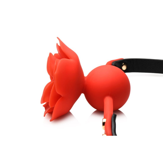 Силіконовий кляп у формі троянди, червоний Master Series Blossom Silicone Rose Gag Red