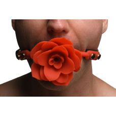Силиконовый кляп в форме розы, красный Master Series Blossom Silicone Rose Gag Red