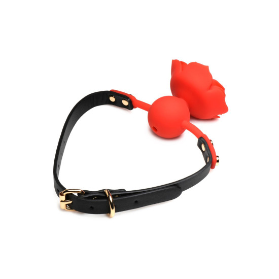 Силіконовий кляп у формі троянди, червоний Master Series Blossom Silicone Rose Gag Red