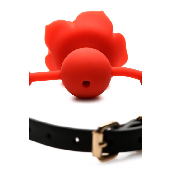 Силіконовий кляп у формі троянди, червоний Master Series Blossom Silicone Rose Gag Red