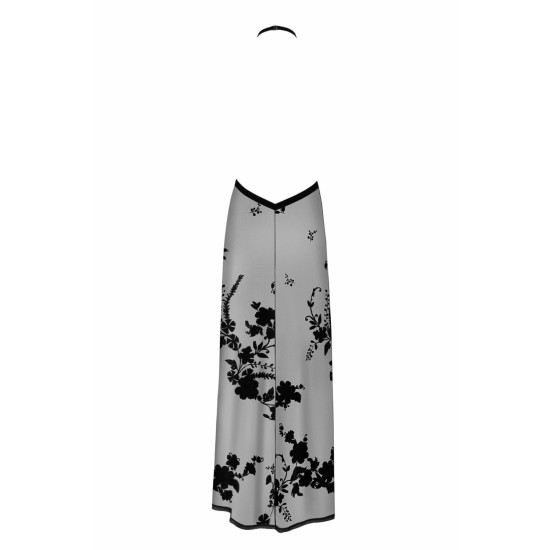 Длинное платье из флокированной сетки с открытой спиной Noir Handmade F312 Divinity Long Flocked Mesh Dress with Open Back, L