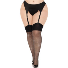 Прозорі панчохи з широким верхом і стразами, чорні Leg Avenue Wide Top Rhinestone Sheer Stockings Black, 1X/2X