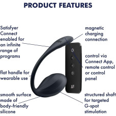 Віброяйце, чорне Satisfyer Ribbed Petal Connect App Black