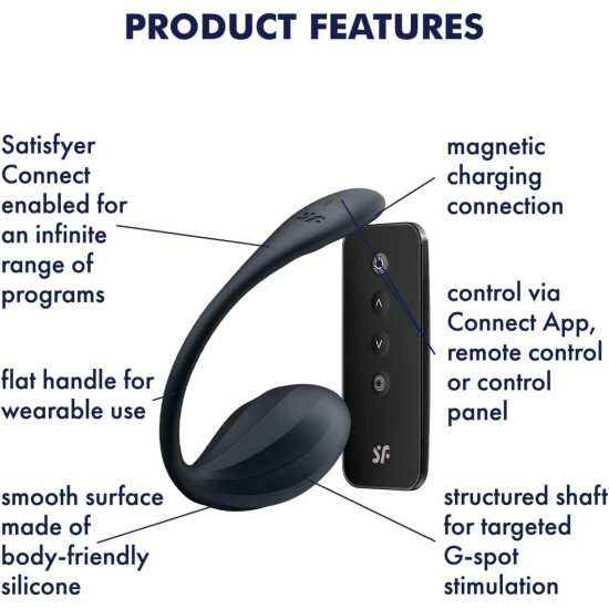 Віброяйце, чорне Satisfyer Ribbed Petal Connect App Black