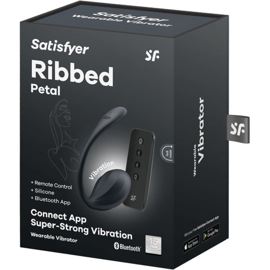 Віброяйце, чорне Satisfyer Ribbed Petal Connect App Black