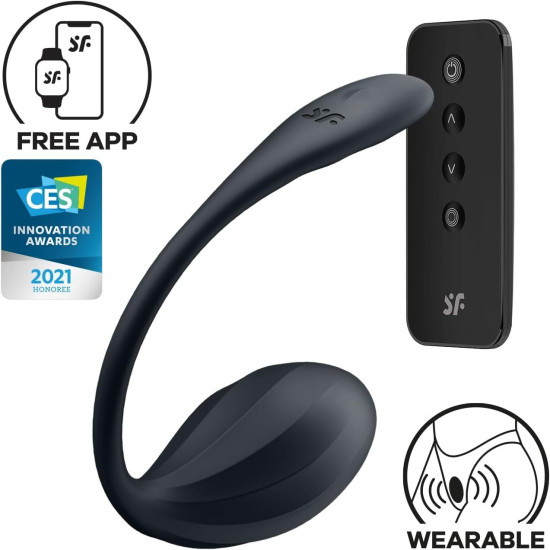 Віброяйце, чорне Satisfyer Ribbed Petal Connect App Black