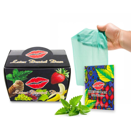 Набір латексних серветок p м'ятним смаком Latex Dental Dams Mint, 100 шт