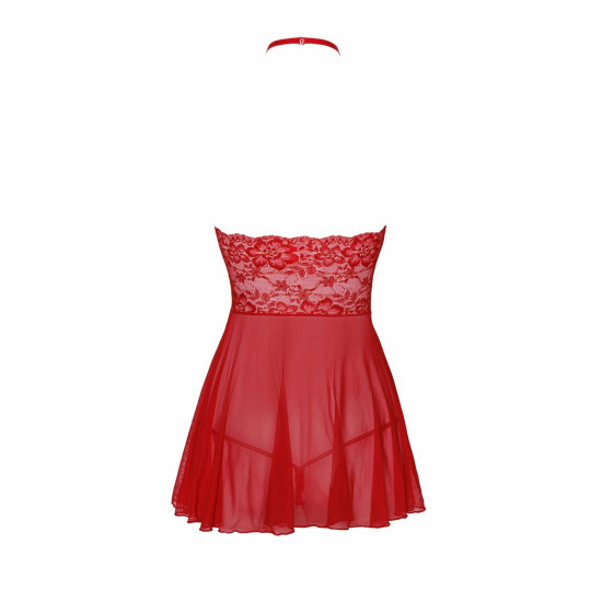 Беби-дол из сетчатого материала с бантом и кружевами, красный Kissable Sexy Kiss Babydoll Red, S/M