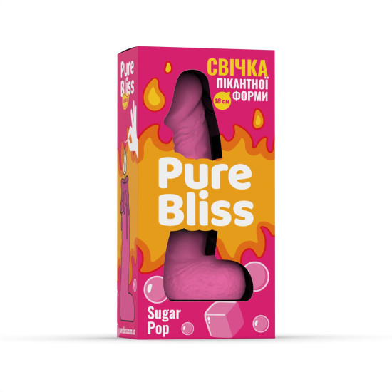 Ароматна свічка у формі члена з ароматом жувальної гумки Pure Bliss Pink Sugar Pop, 18 cm