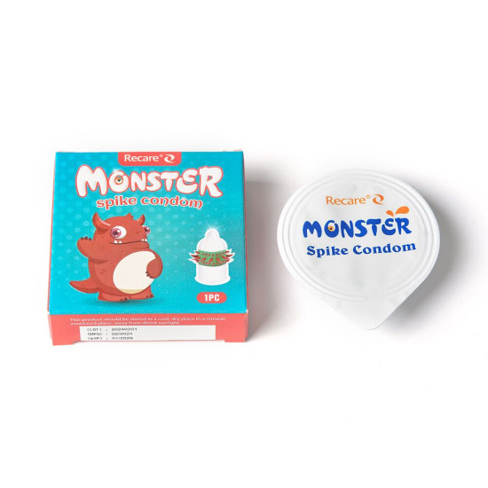 Насадка на член (презерватив с рядами шипов), красная Recare Red Monster Spike Condom