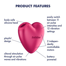 Вакуумний стимулятор-серце з вібрацією Satisfyer Cutie Heart Battery Series