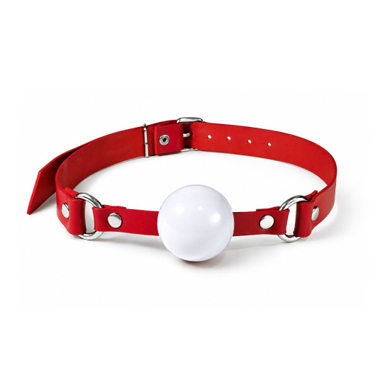 Силиконовый кляп, красный ремень, белый шарик Feral Feelings Silicon Ball Gag Red/White