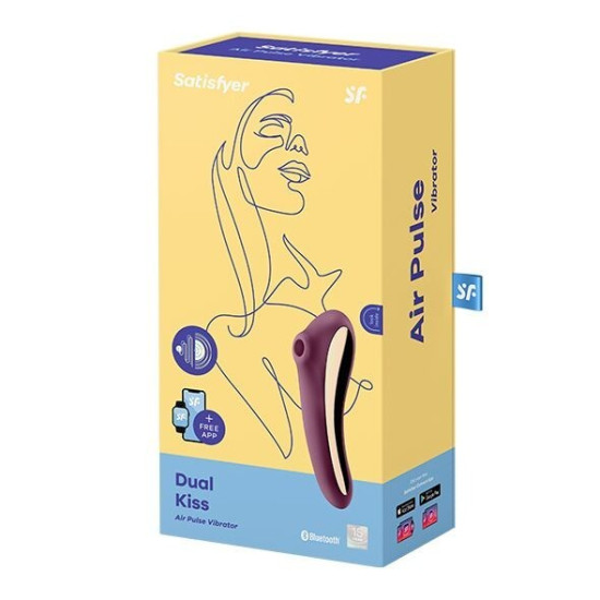 Вакуумный стимулятор с вибрацией, винно-красный Satisfyer Dual Kiss Wine Red