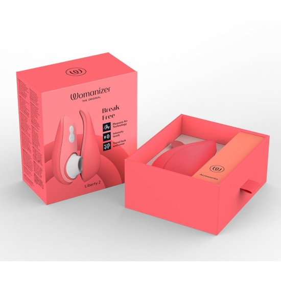 Вакуумний кліторальний стимулятор, рожевий Womanizer Liberty 2 Vibrant Rose (зім'ята упаковка)
