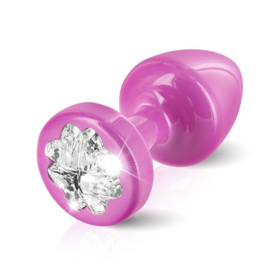 Анальна пробка рожевого кольору з 4 кристалами Swarovski у вигляді листка конюшини, діаметр 25 мм Diogol Anni R Clover Pink