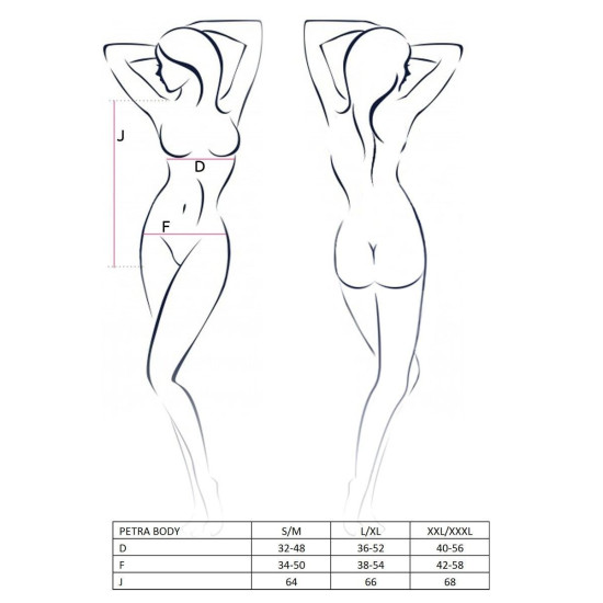 Боди монокини черного цвета с глубоким декольте PETRA BODY Passion Exclusive Black, XXL/XXXL