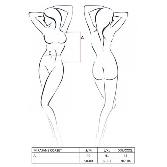Напівпрозорий корсет, чорний MIRAJANE CORSET Black, XXL/XXXL