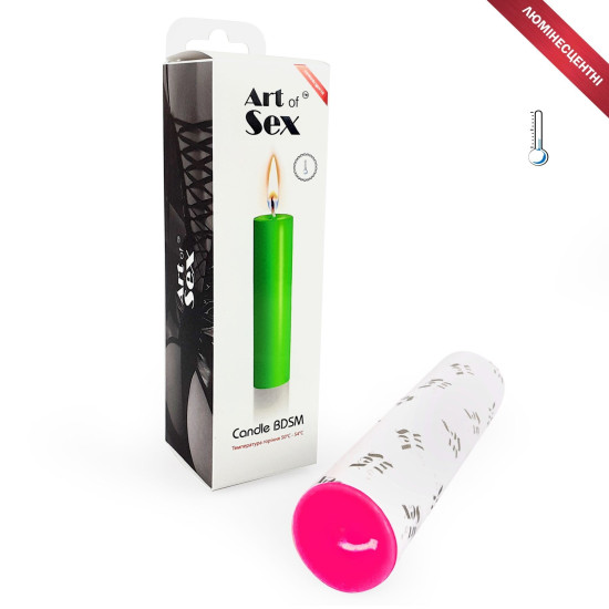 Низкотемпературная люминесцентная свеча для секса и БДСМ, розовая Art of Sex Low-Temperature Candle Pink, 15 cm