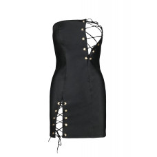 Міні-сукня з екошкіри (шнурівка, трусики в комплекті) Passion Celine Chemise Black, 4XL/5XL