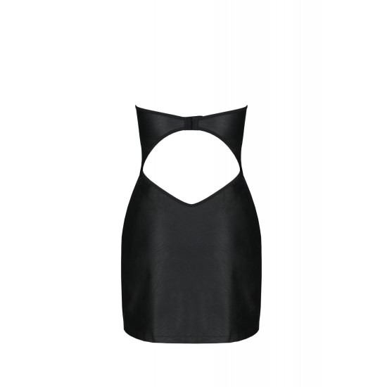 Мини-платье из экокожи (шнуровка, трусики в комплекте) Passion Celine Chemise Black, 4XL/5XL