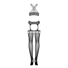 Бодістокінг зі шнурівкою і геометричним декором Obsessive Bodystocking G313, S/M/L