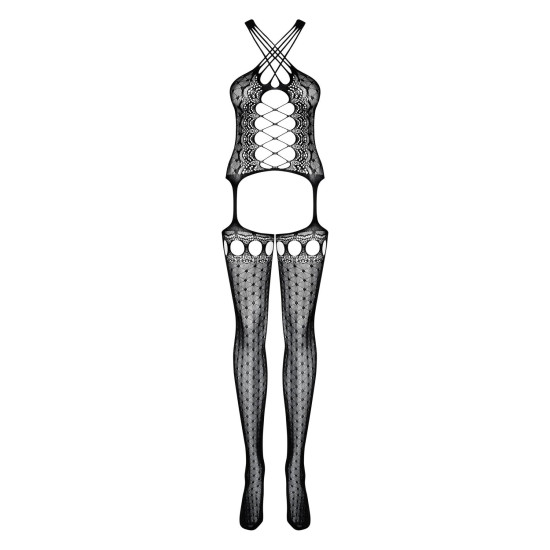 Бодістокінг зі шнурівкою і геометричним декором Obsessive Bodystocking G313, S/M/L
