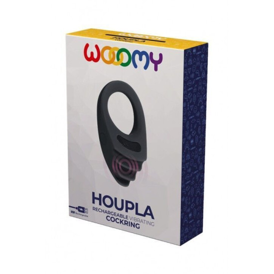 Віброкільце з 10 режимами вібрації, чорне, діаметр 3 см Wooomy Houpla