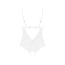 Эротическое полупрозрачное боди с открытым доступом, черное Obsessive Heavenly Crotchless Teddy Black, XS/S