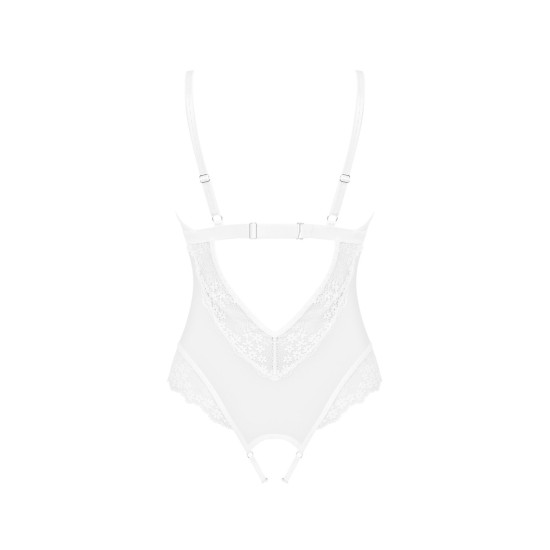 Эротическое полупрозрачное боди с открытым доступом, черное Obsessive Heavenly Crotchless Teddy Black, XS/S