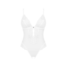 Эротическое полупрозрачное боди с открытым доступом, черное Obsessive Heavenly Crotchless Teddy Black, XS/S
