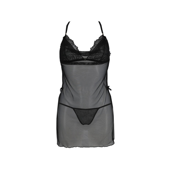 Сорочка со стрингами с заниженной талией, чёрная Passion Deliena Chemise Black, L/XL
