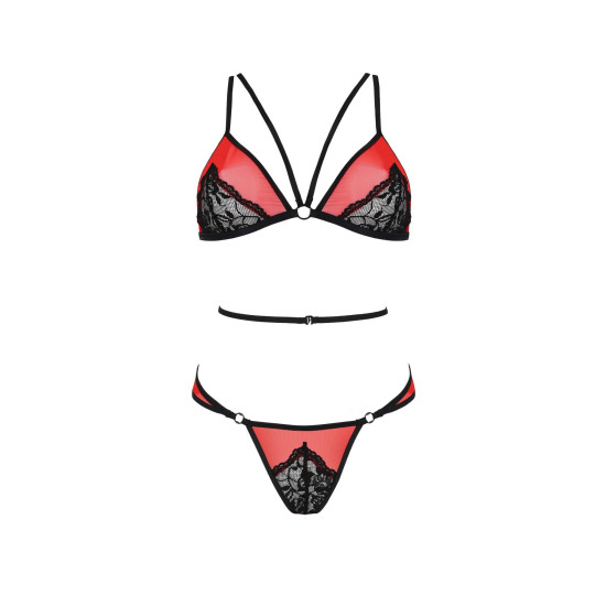 Комплект белья (бра, трусики), красный Passion Peonia Set Red, XXL/XXXL