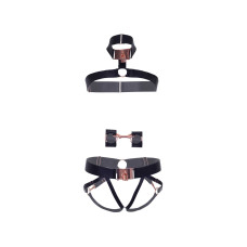Атласний комплект ременів для бондажа, чорний Leg Avenue Satin Satin Elastic Harness Set Black, One Size