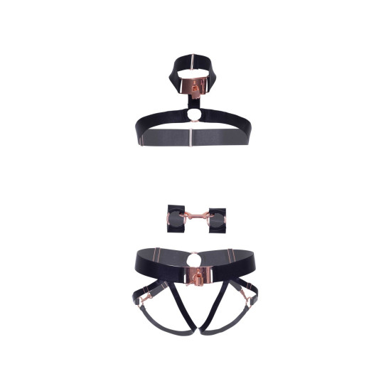 Атласный комплект ремней для бондажа, чёрный Leg Avenue Satin Elastic Harness Set Black, One Size