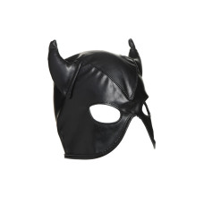 Маска для бондажу з рогами, чорна Master Series Dungeon Demon Bondage Mask with Horns Black