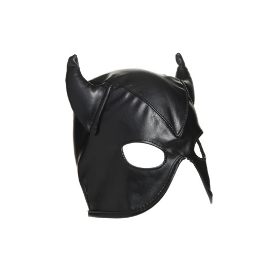 Маска для бондажу з рогами, чорна Master Series Dungeon Demon Bondage Mask with Horns Black
