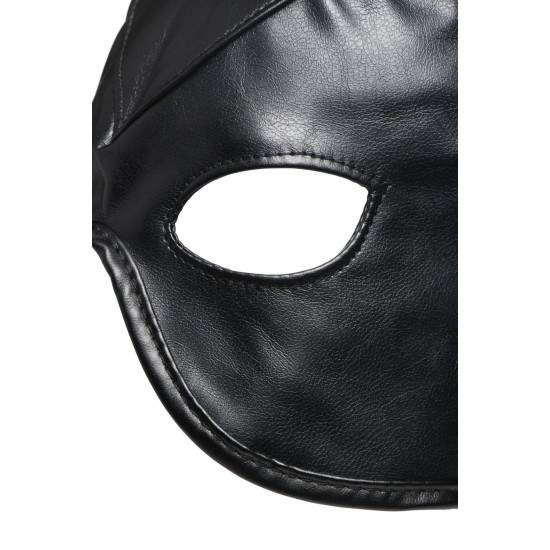 Маска для бондажу з рогами, чорна Master Series Dungeon Demon Bondage Mask with Horns Black